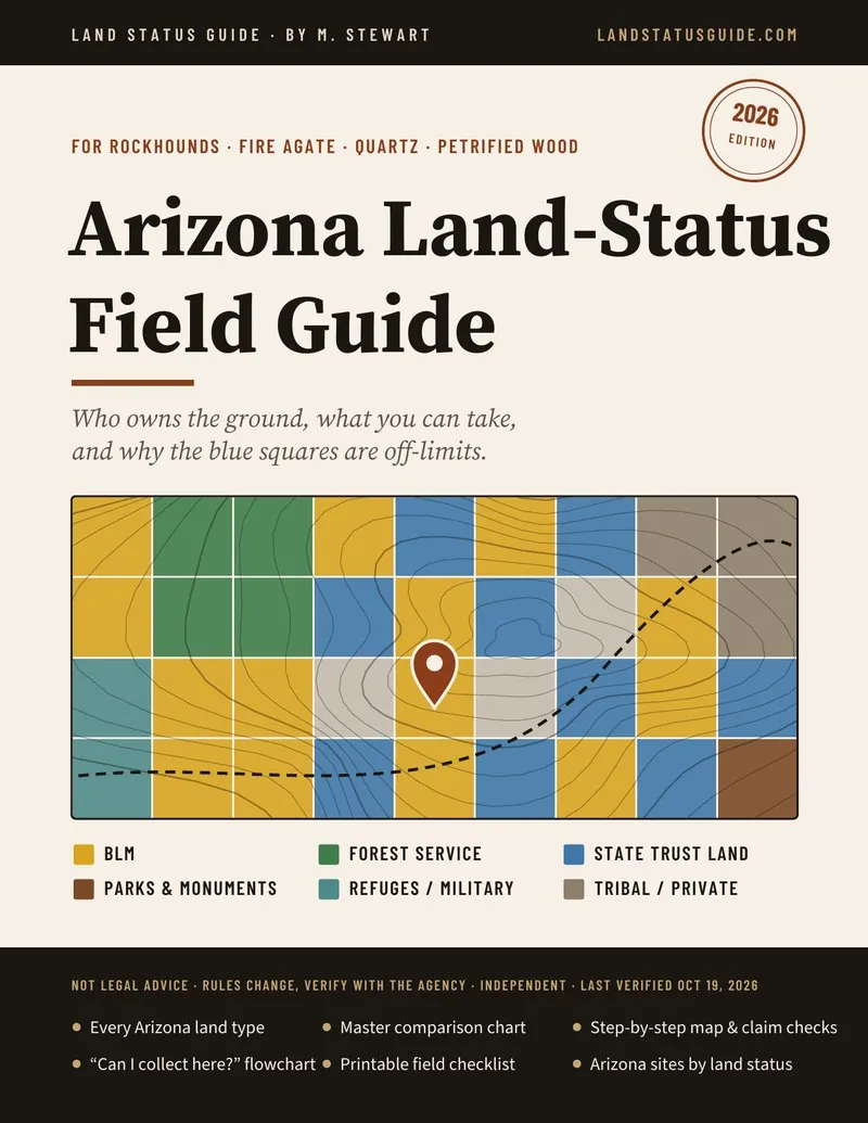 Cover of the Arizona Land-Status Field Guide for Rockhounds, 2026 edition