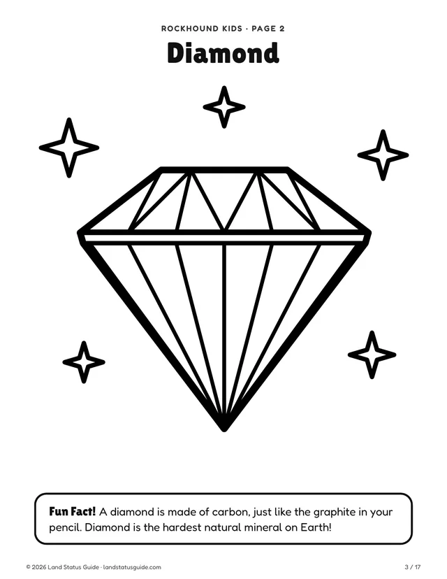 Sample plain coloring page from the Crystals & Gems pack