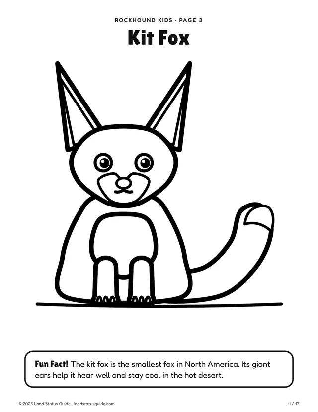 Sample plain coloring page from the Desert Animals of the Southwest pack