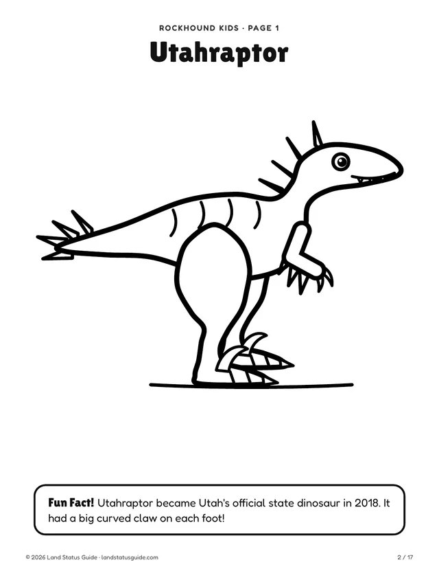 Sample plain coloring page from the Dinosaurs of Utah pack