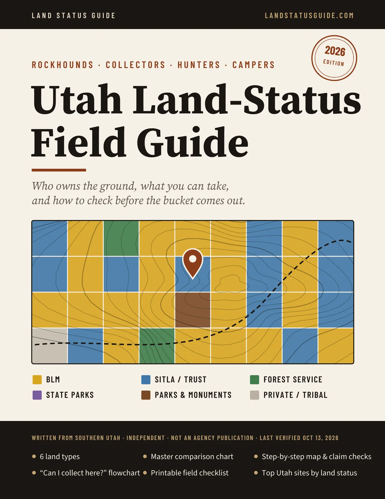 Cover of the Utah Land-Status Field Guide for Rockhounds