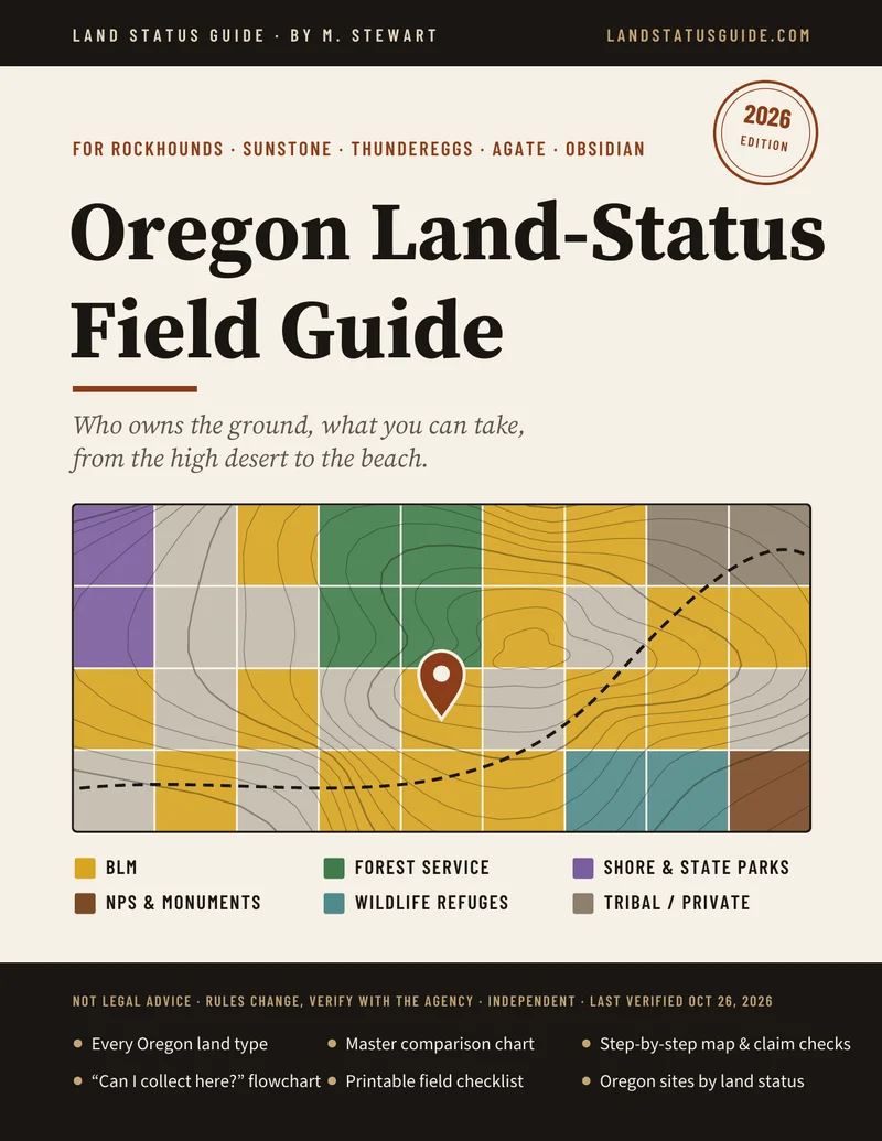 Cover of the Oregon Land-Status Field Guide for Rockhounds, 2026 edition