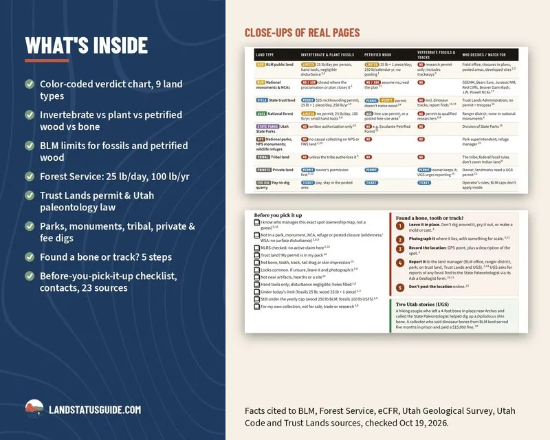 What’s inside the fossil rules sheet, with a close-up of the land-type verdict chart