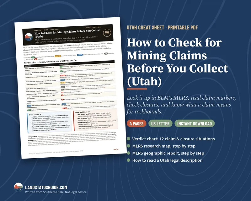 First page of How to Check for Mining Claims Before You Collect (Utah): 4 pages, US Letter, instant download